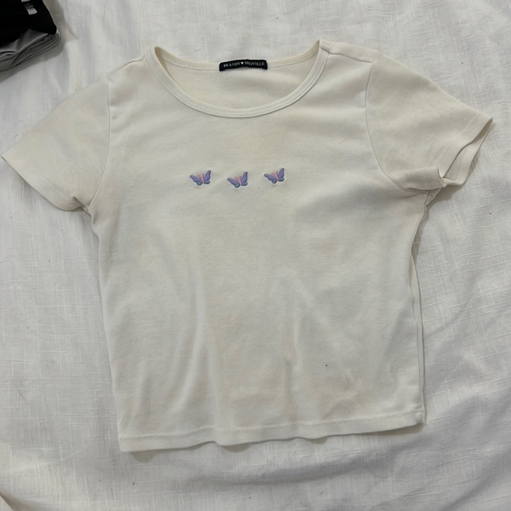 Brandy Melville Crop Top Tee with Butterflies
